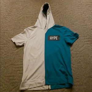 HYPE blue and white short sleeve Carbon hoodie